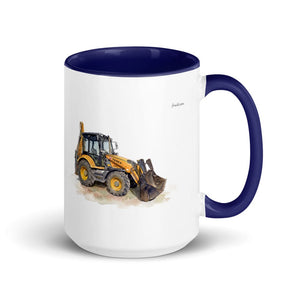 Furrow & Fields Dark Blue Terex 860 Elite Watercolor | 15 oz Mug with Color Inside Quality Farmers Merch
