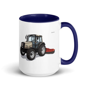 Furrow & Fields Dark Blue Valtra 6750 Illustration | 15 oz Mug with Color Inside Quality Farmers Merch