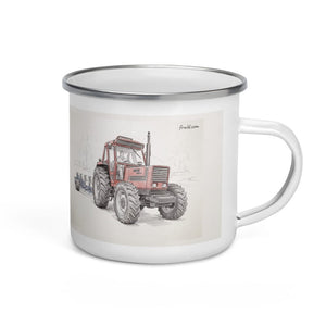 Furrow & Fields Fiat 1880 Pencil Sketch | Enamel Mug Quality Farmers Merch