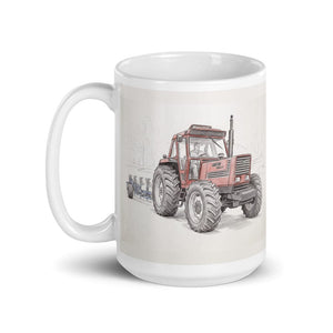 Furrow & Fields Fiat 1880 Pencil Sketch | White Glossy Mug Quality Farmers Merch