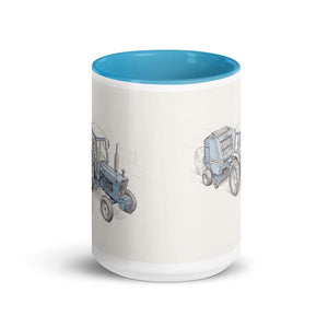 Furrow & Fields Ford 7600 Pencil Sketch | 15 oz Mug with Color Inside Quality Farmers Merch