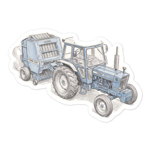Furrow & Fields Ford 7600 Pencil Sketch | Bubble-free stickers Quality Farmers Merch