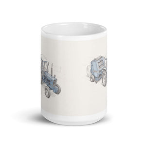 Furrow & Fields Ford 7600 Pencil Sketch | White Glossy Mug Quality Farmers Merch