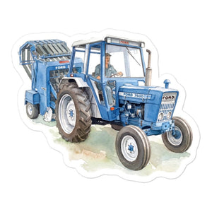 Furrow & Fields Ford 7600 Watercolor | Bubble-free stickers Quality Farmers Merch