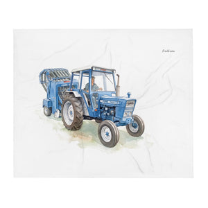 Furrow & Fields Ford 7600 Watercolor | Throw Blanket Quality Farmers Merch