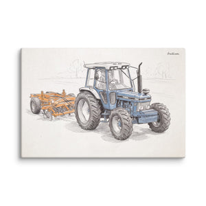 Furrow & Fields Ford 7810 Generation III Pencil Sketch | Canvas Quality Farmers Merch
