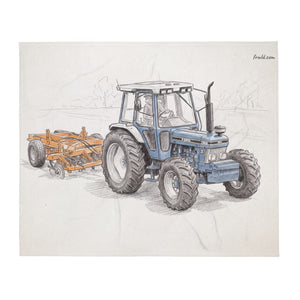 Furrow & Fields Ford 7810 Generation III Pencil Sketch | Throw Blanket Quality Farmers Merch