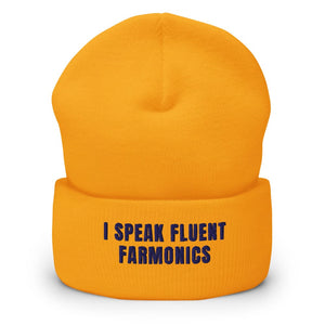 Furrow & Fields Gold I Speak Fluent Farmonics | Cuffed Beanie Quality Farmers Merch