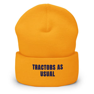 Furrow & Fields Gold Tractors as Usual | Cuffed Beanie Quality Farmers Merch