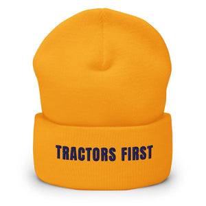 Furrow & Fields Gold Tractors First | Cuffed Beanie Quality Farmers Merch