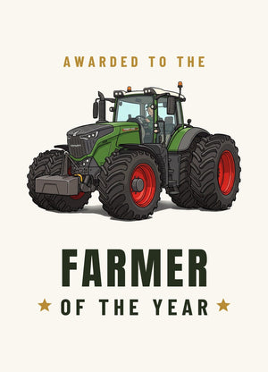 Furrow & Fields Greeting Card Farmer of the Year Fendt 1050 Vario Cartoon | Greeting Card Quality Farmers Merch