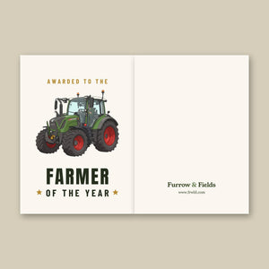 Furrow & Fields Greeting Card Farmer of the Year Fendt 313 Vario Cartoon | Greeting Card Quality Farmers Merch