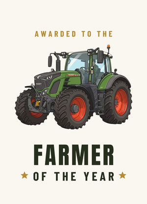 Furrow & Fields Greeting Card Farmer of the Year Fendt 728 Vario Cartoon | Greeting Card Quality Farmers Merch