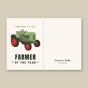 Furrow & Fields Greeting Card Farmer of the Year Fendt Dieselross Cartoon | Greeting Card Quality Farmers Merch
