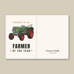 Furrow & Fields Greeting Card Farmer of the Year Fendt Farmer 2 Cartoon | Greeting Card Quality Farmers Merch