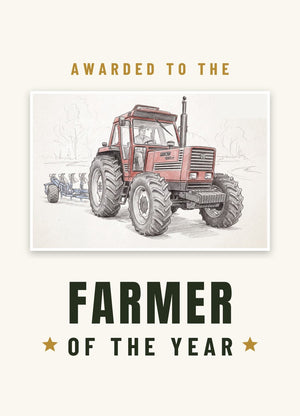 Furrow & Fields Greeting Card Farmer of the Year Fiat 1880 Pencil Sketch | Greeting Card Quality Farmers Merch
