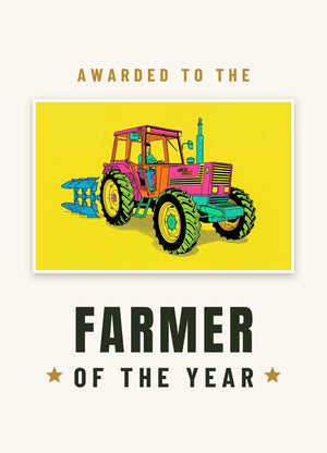 Furrow & Fields Greeting Card Farmer of the Year Fiat 1880 Pop Art | Greeting Card Quality Farmers Merch