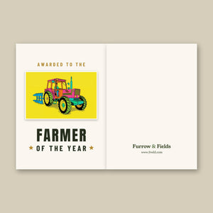 Furrow & Fields Greeting Card Farmer of the Year Fiat 1880 Pop Art | Greeting Card Quality Farmers Merch
