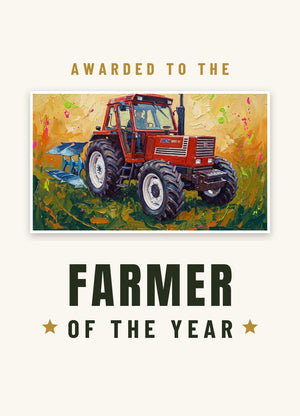Furrow & Fields Greeting Card Farmer of the Year Fiat 1880 Splash Art | Greeting Card Quality Farmers Merch