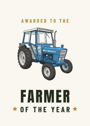 Furrow & Fields Greeting Card Farmer of the Year Ford 4600 Cartoon | Greeting Card Quality Farmers Merch