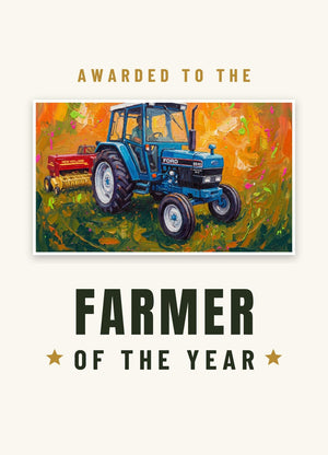 Furrow & Fields Greeting Card Farmer of the Year Ford 6640 SLE Splash Art | Greeting Card Quality Farmers Merch