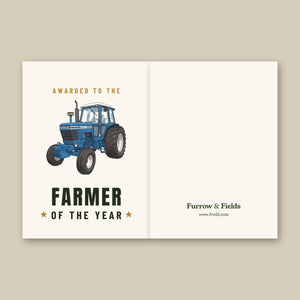 Furrow & Fields Greeting Card Farmer of the Year Ford 7700 Cartoon | Greeting Card Quality Farmers Merch
