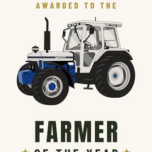 Furrow & Fields Greeting Card Farmer of the Year Ford 7810 Jubilee Edition Silver Tractor | Greeting Card Quality Farmers Merch