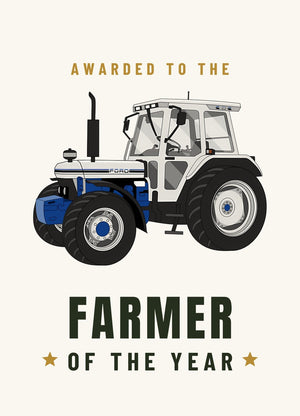 Furrow & Fields Greeting Card Farmer of the Year Ford 7810 Jubilee Edition Silver Tractor | Greeting Card Quality Farmers Merch