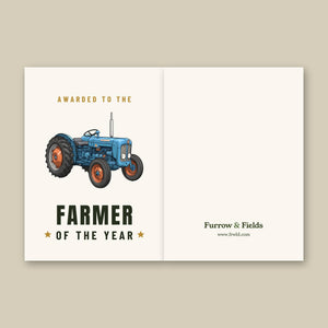 Furrow & Fields Greeting Card Farmer of the Year Fordson Dexta Cartoon | Greeting Card Quality Farmers Merch