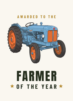 Furrow & Fields Greeting Card Farmer of the Year Fordson Major Cartoon | Greeting Card Quality Farmers Merch
