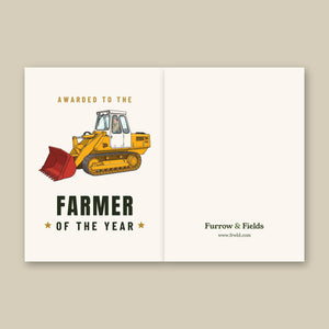 Furrow & Fields Greeting Card Farmer of the Year JCB 112 Cartoon | Greeting Card Quality Farmers Merch