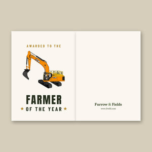 Furrow & Fields Greeting Card Farmer of the Year JCB 370 LC | Greeting Card Quality Farmers Merch