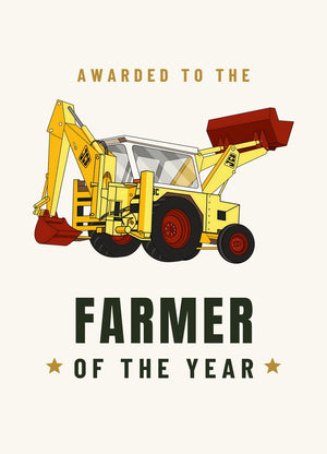 Furrow & Fields Greeting Card Farmer of the Year JCB 3C II Backhoe | Greeting Card Quality Farmers Merch