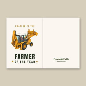 Furrow & Fields Greeting Card Farmer of the Year JCB 3CX Turbo | Greeting Card Quality Farmers Merch
