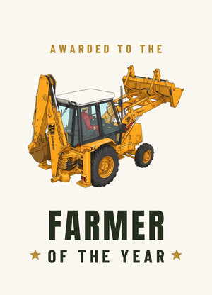 Furrow & Fields Greeting Card Farmer of the Year JCB 3CX Turbo | Greeting Card Quality Farmers Merch