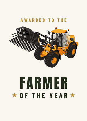 Furrow & Fields Greeting Card Farmer of the Year JCB 435 S Farm Master | Greeting Card Quality Farmers Merch
