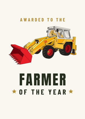 Furrow & Fields Greeting Card Farmer of the Year JCB 4D Backhoe | Greeting Card Quality Farmers Merch