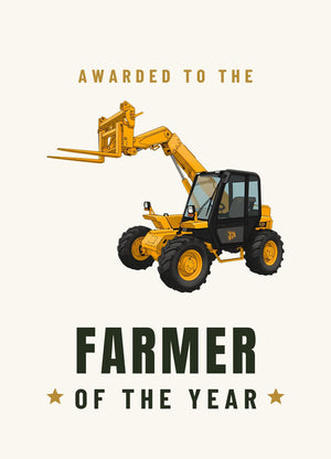Furrow & Fields Greeting Card Farmer of the Year JCB 526 Turbo Loadall | Greeting Card Quality Farmers Merch