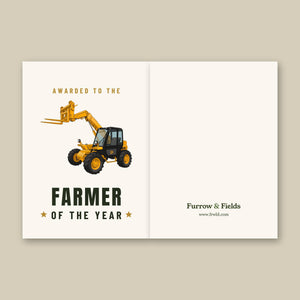 Furrow & Fields Greeting Card Farmer of the Year JCB 526 Turbo Loadall | Greeting Card Quality Farmers Merch