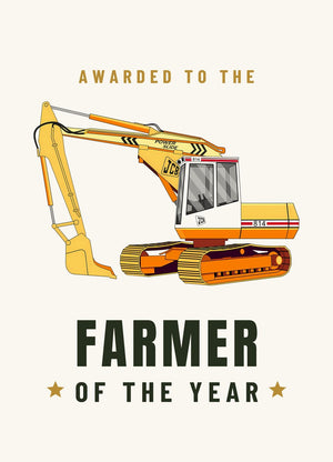 Furrow & Fields Greeting Card Farmer of the Year JCB 814 Super | Greeting Card Quality Farmers Merch