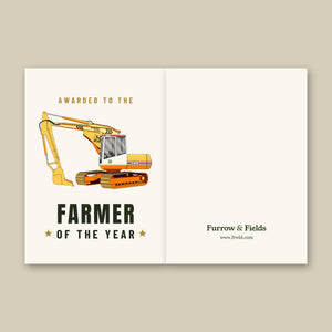Furrow & Fields Greeting Card Farmer of the Year JCB 814 Super | Greeting Card Quality Farmers Merch