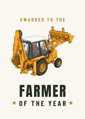 Furrow & Fields Greeting Card Farmer of the Year JCB Grey Cab | Greeting Card Quality Farmers Merch