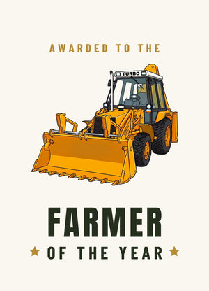 Furrow & Fields Greeting Card Farmer of the Year JCB Grey Cab Turbo | Greeting Card Quality Farmers Merch