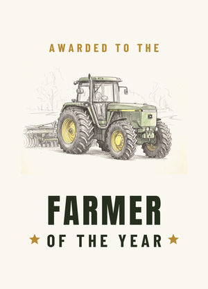 Furrow & Fields Greeting Card Farmer of the Year John Deere 4955 Pencil Sketch | Greeting Card Quality Farmers Merch