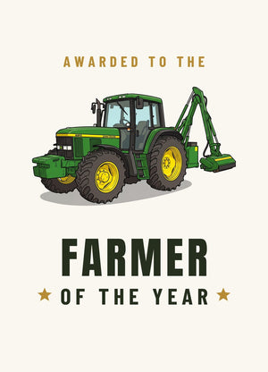 Furrow & Fields Greeting Card Farmer of the Year John Deere 6910 with Hedge Cutter | Greeting Card Quality Farmers Merch