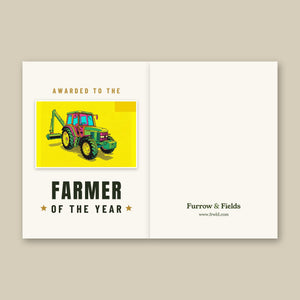 Furrow & Fields Greeting Card Farmer of the Year John Deere 6910 with Hedge Cutter Pop Art | Greeting Card Quality Farmers Merch