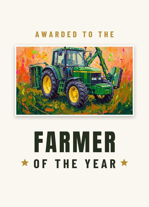 Furrow & Fields Greeting Card Farmer of the Year John Deere 6910 with Hedge Cutter Splash Art | Greeting Card Quality Farmers Merch