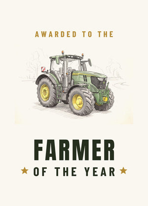 Furrow & Fields Greeting Card Farmer of the Year John Deere 6R 250 Pencil Sketch | Greeting Card Quality Farmers Merch