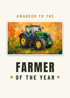 Furrow & Fields Greeting Card Farmer of the Year John Deere 6R 250 Splash Art | Greeting Card Quality Farmers Merch