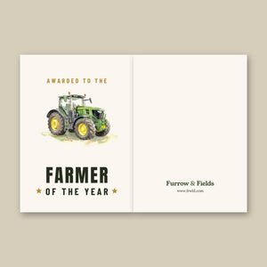 Furrow & Fields Greeting Card Farmer of the Year John Deere 6R 250 Watercolour | Greeting Card Quality Farmers Merch